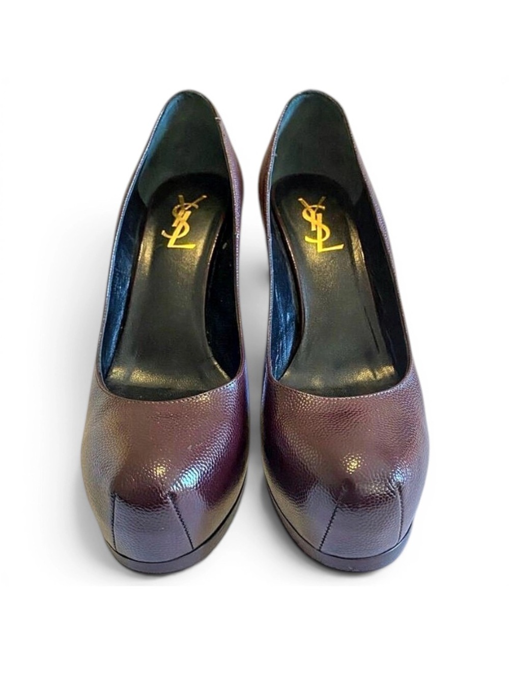 🛍️ Yves Saint Laurent Authentic Tribtoo 80 Burgundy Leather Platform Stilettos